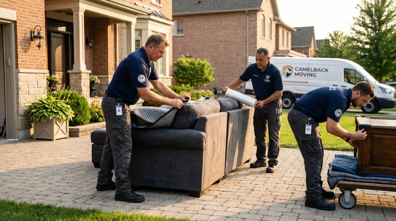 Large estate moving crew wrapping furniture in Casey, IL